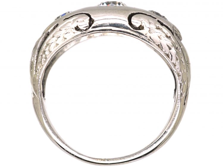 Art Deco 18ct White Gold, Three Stone Diamond Ring
