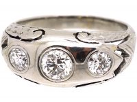 Art Deco 18ct White Gold, Three Stone Diamond Ring