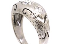 Art Deco 18ct White Gold, Three Stone Diamond Ring