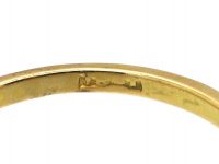 Victorian 18ct Gold, Five Stone Diamond Carved Half Hoop Ring
