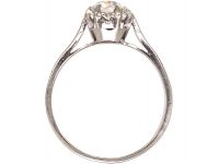 French Early 20th Century Platinum, Solitaire Diamond Ring