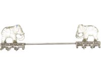 Art Deco Platinum Male & Female Carved Rock Crystal & Diamond Elephant Sûreté Pin Art Deco Platinum Male & Female Carved Rock Crystal & Diamond Elephant Sûreté Pin