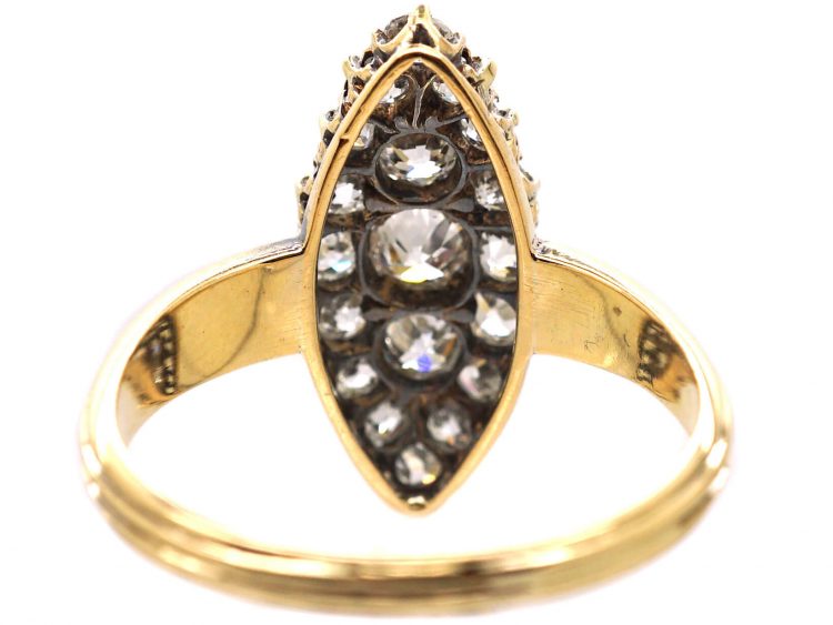 Edwardian 18ct Gold Marquise Ring set with Diamonds