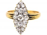 Edwardian 18ct Gold Marquise Ring set with Diamonds