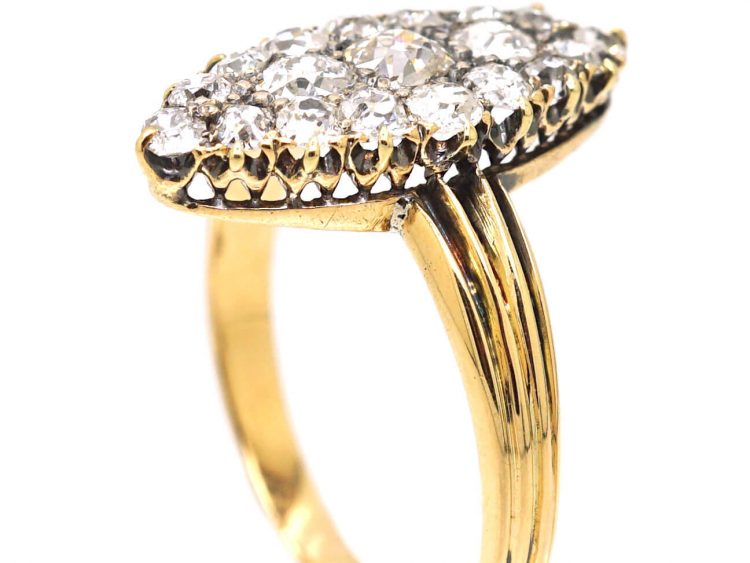 Edwardian 18ct Gold Marquise Ring set with Diamonds