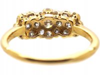 Edwardian 18ct Gold & Platinum Triple Cluster Ring set with Diamonds