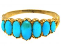 Early Victorian 18ct Gold Ring set with Seven Cabochon Cut Turquoise