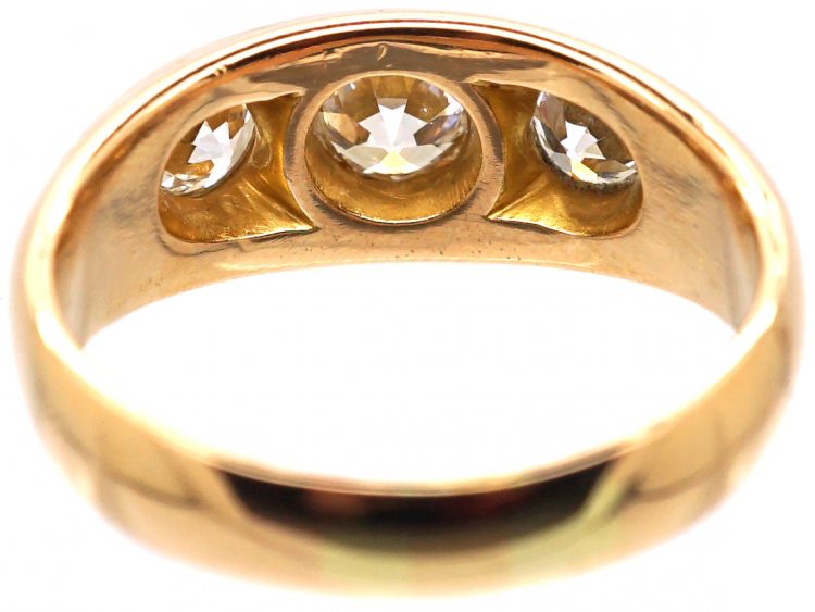 Edwardian 18ct Gold Three Stone Rub Over Diamond Ring