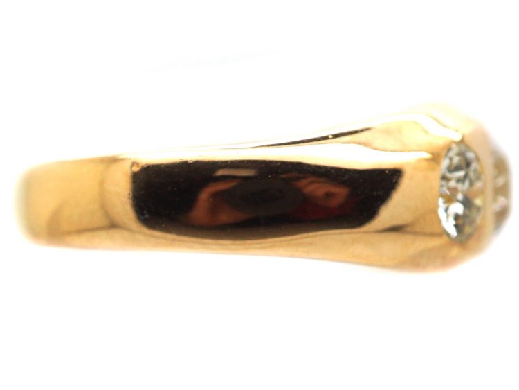 Edwardian 18ct Gold Three Stone Rub Over Diamond Ring