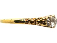 Victorian 18ct Gold, Five Stone Diamond Carved Half Hoop Ring