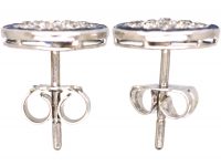 Art Deco Platinum, Sapphire & Diamond Target Earrings