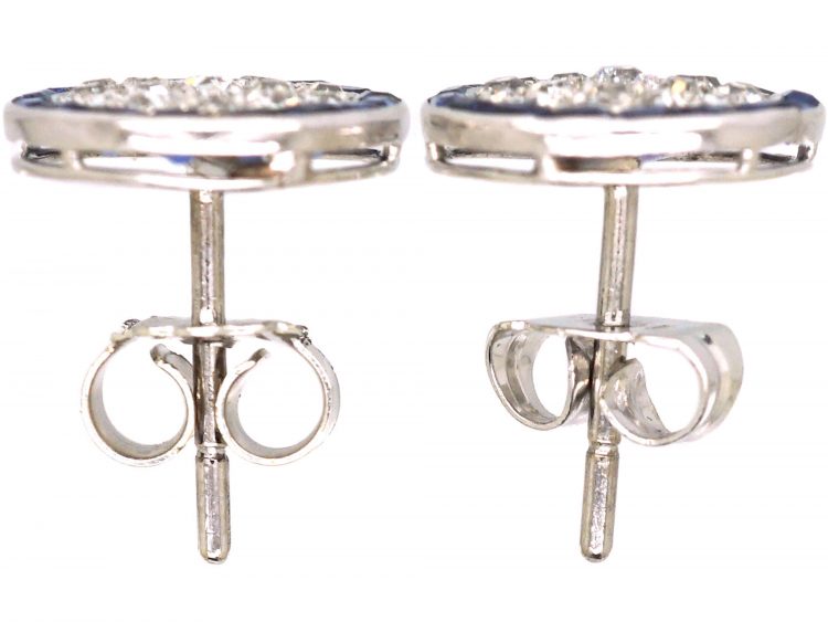 Art Deco Platinum, Sapphire & Diamond Target Earrings
