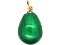 Edwardian Green Enamel Egg Pendant set with Two Rose Diamonds