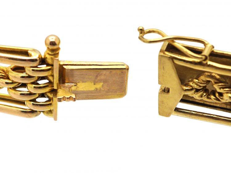 Edwardian 15ct Gold Gate Bracelet with Rope Detail