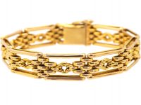 Edwardian 15ct Gold Gate Bracelet with Rope Detail