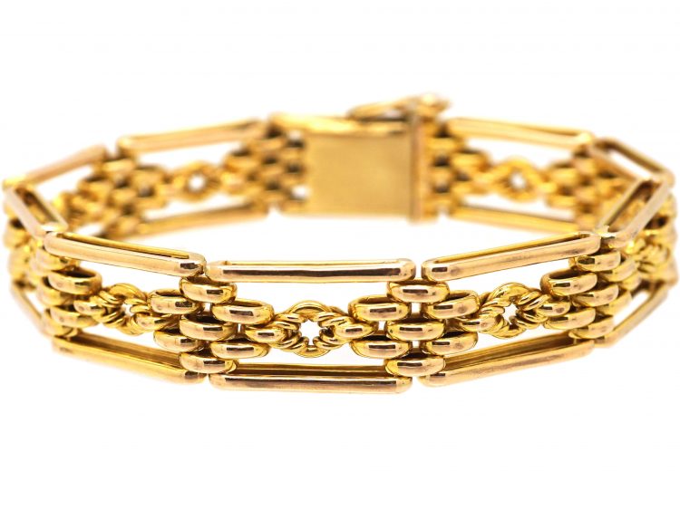 Edwardian 15ct Gold Gate Bracelet with Rope Detail