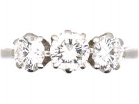 Early 20th Century Platinum, Three Stone Diamond Ring