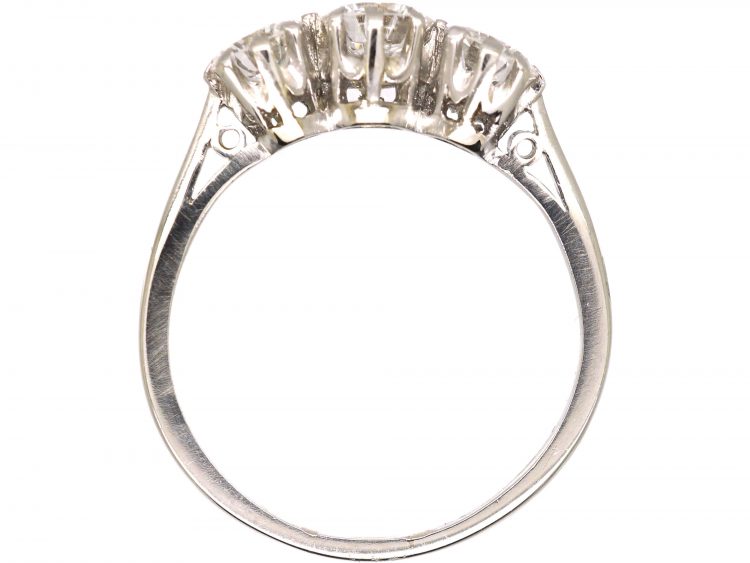 Early 20th Century Platinum, Three Stone Diamond Ring