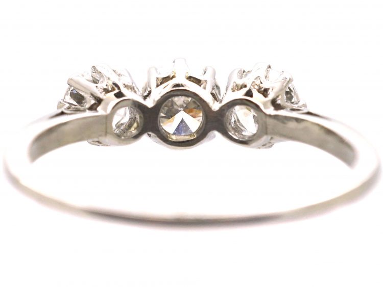 Early 20th Century Platinum, Three Stone Diamond Ring
