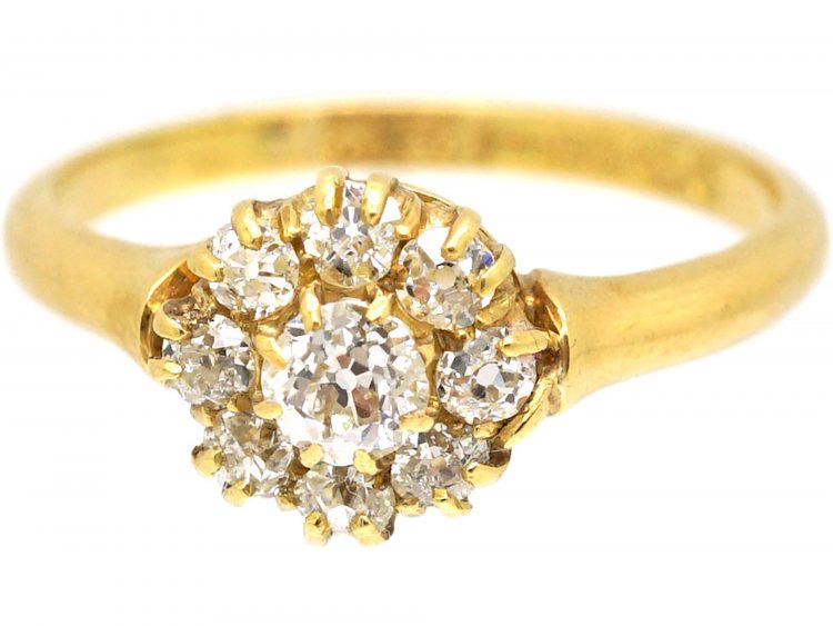 Edwardian 18ct Gold, Diamond Cluster Ring