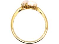 Edwardian 18ct Gold Crossover Ring set with Opals & Diamonds by Alabaster & Wilson