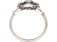 Early 20th Century French Platinum, Sapphire & Diamond Wheel Cluster Ring
