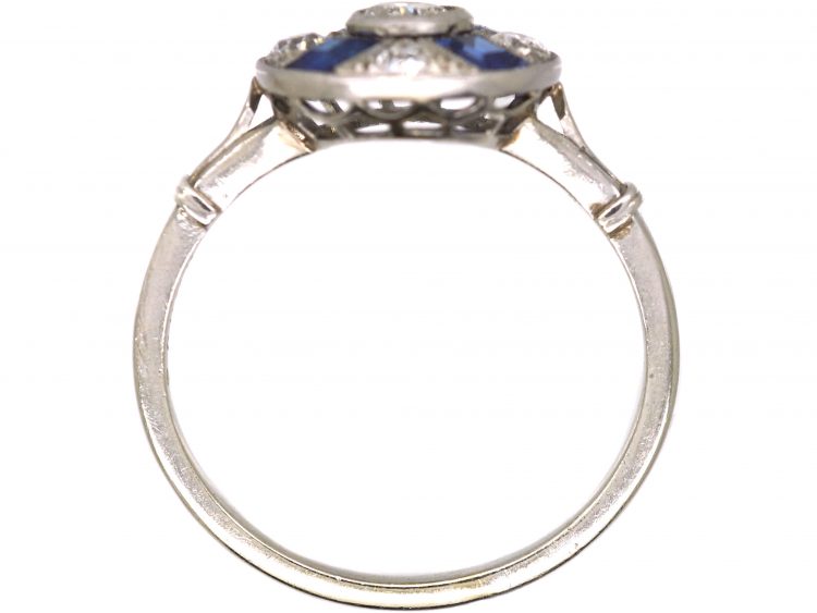 Early 20th Century French Platinum, Sapphire & Diamond Wheel Cluster Ring
