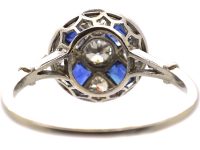 Early 20th Century French Platinum, Sapphire & Diamond Wheel Cluster Ring