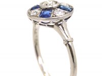 Early 20th Century French Platinum, Sapphire & Diamond Wheel Cluster Ring