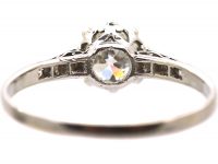 Early 20th Century 18ct White Gold Diamond Solitaire Ring with Diamond set Shoulders