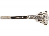 Early 20th Century 18ct White Gold Diamond Solitaire Ring with Diamond set Shoulders
