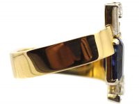 18ct Gold Modernist Ring set with a Sapphire & Diamonds