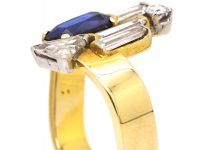 18ct Gold Modernist Ring set with a Sapphire & Diamonds