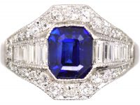 Art Deco Platinum & 18ct White Gold, Sapphire & Diamond Ring