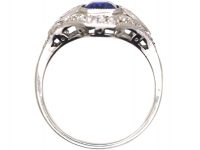 Art Deco Platinum & 18ct White Gold, Sapphire & Diamond Ring