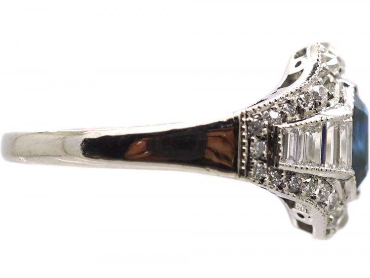 Art Deco Platinum & 18ct White Gold, Sapphire & Diamond Ring
