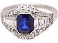 Art Deco Platinum & 18ct White Gold, Sapphire & Diamond Ring