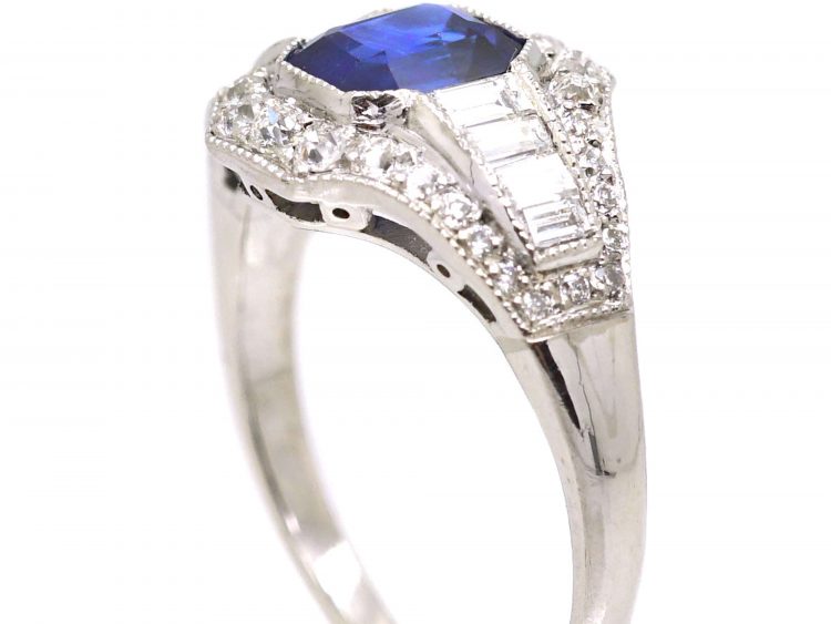 Art Deco Platinum & 18ct White Gold, Sapphire & Diamond Ring