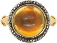 Early 20th Century 18ct Gold Swedish Ring with 14ct Gold Russian Citrine & Rose Diamond Cluster Signed Faberge Early 20th Century 18ct Gold Swedish Ring with 14ct Gold Russian Citrine & Rose Diamond Cluster Signed Faberge