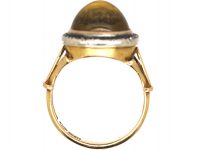 Early 20th Century 18ct Gold Swedish Ring with 14ct Gold Russian Citrine & Rose Diamond Cluster Signed Faberge
