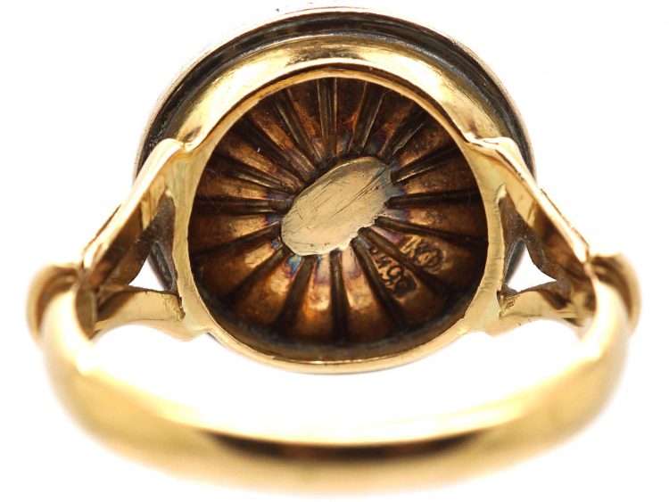 Early 20th Century 18ct Gold Swedish Ring with 14ct Gold Russian Citrine & Rose Diamond Cluster Signed Faberge