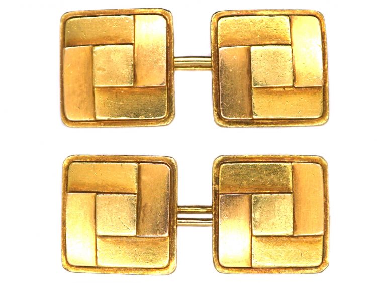 Art Deco 18ct Gold Geometric Cufflinks made by Cartier. Paris