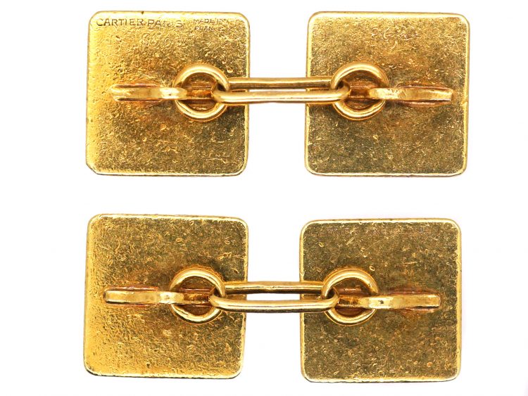 Art Deco 18ct Gold Geometric Cufflinks made by Cartier. Paris
