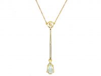Art Deco 15ct Gold & Platinum, Aquamarine & Natural Pearl Drop Pendant