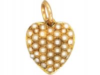 Edwardian 15ct Gold Heart Pendant set with Natural Split Pearls Edwardian 15ct Gold Heart Pendant set with Natural Split Pearls