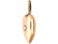 Edwardian 15ct Gold Heart Pendant set with a Natural Split Pearl
