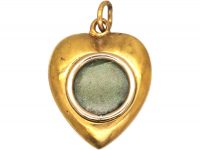 Victorian 15ct Gold, Turquoise Blue Enamel & Natural Split Pearl Heart Shaped Pendant