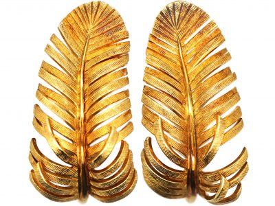 Vintage 14ct Gold Feather Earrings by Tiffany & Co