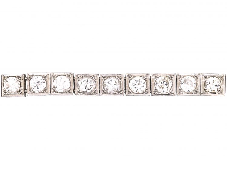 Art Deco Platinum Tennis Bracelet set with Diamonds