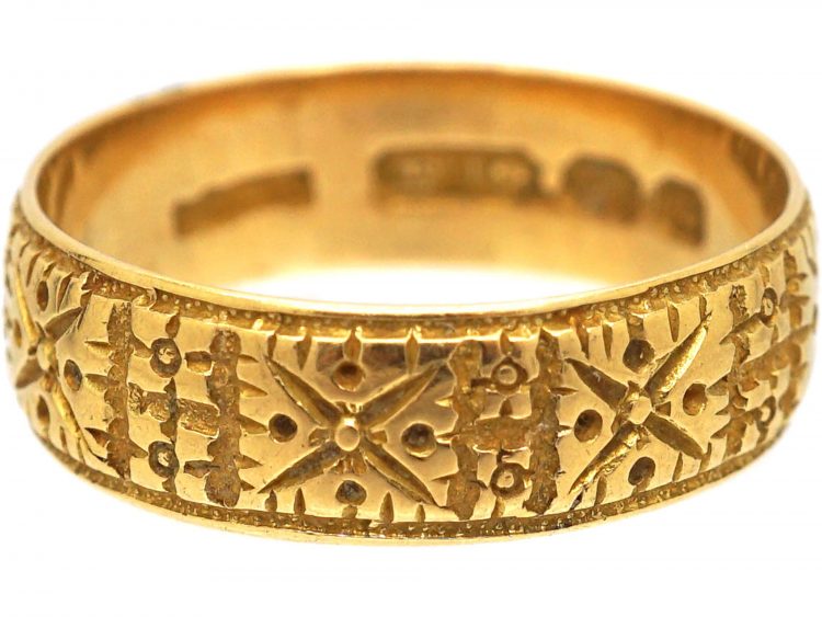 Victorian 18ct Gold Engraved Wedding Ring